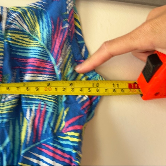 🌼 5/$25 George Girls Tropical Leaf Print Sundress Blue Multicolor Size 8 Rayon - Picture 6 of 11